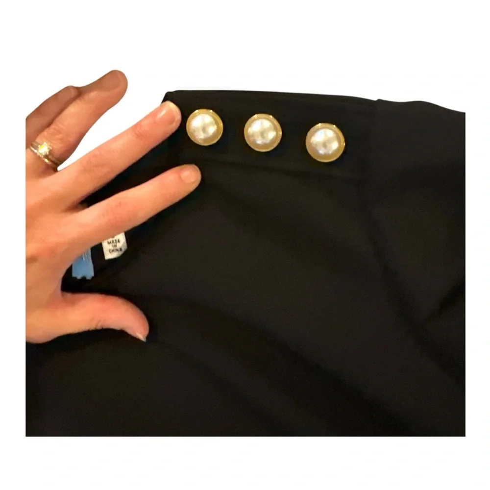 Milly Black Puff Sleeve Blouse with Button‎ Accents - Picture 4 of 6